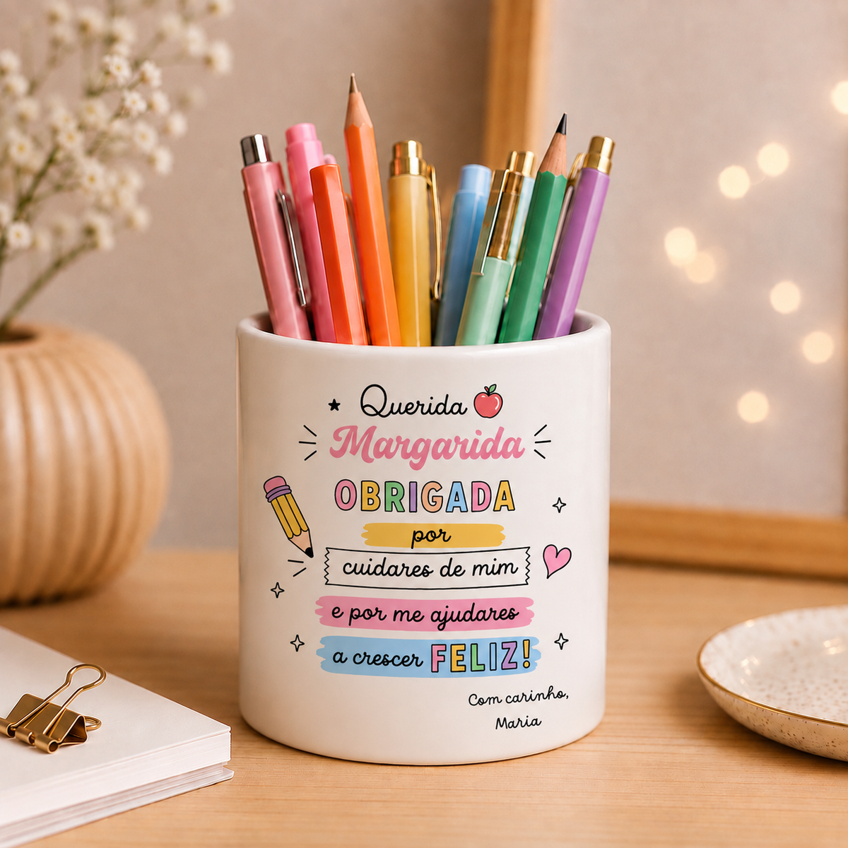 Porta canetas personalizado para auxiliar