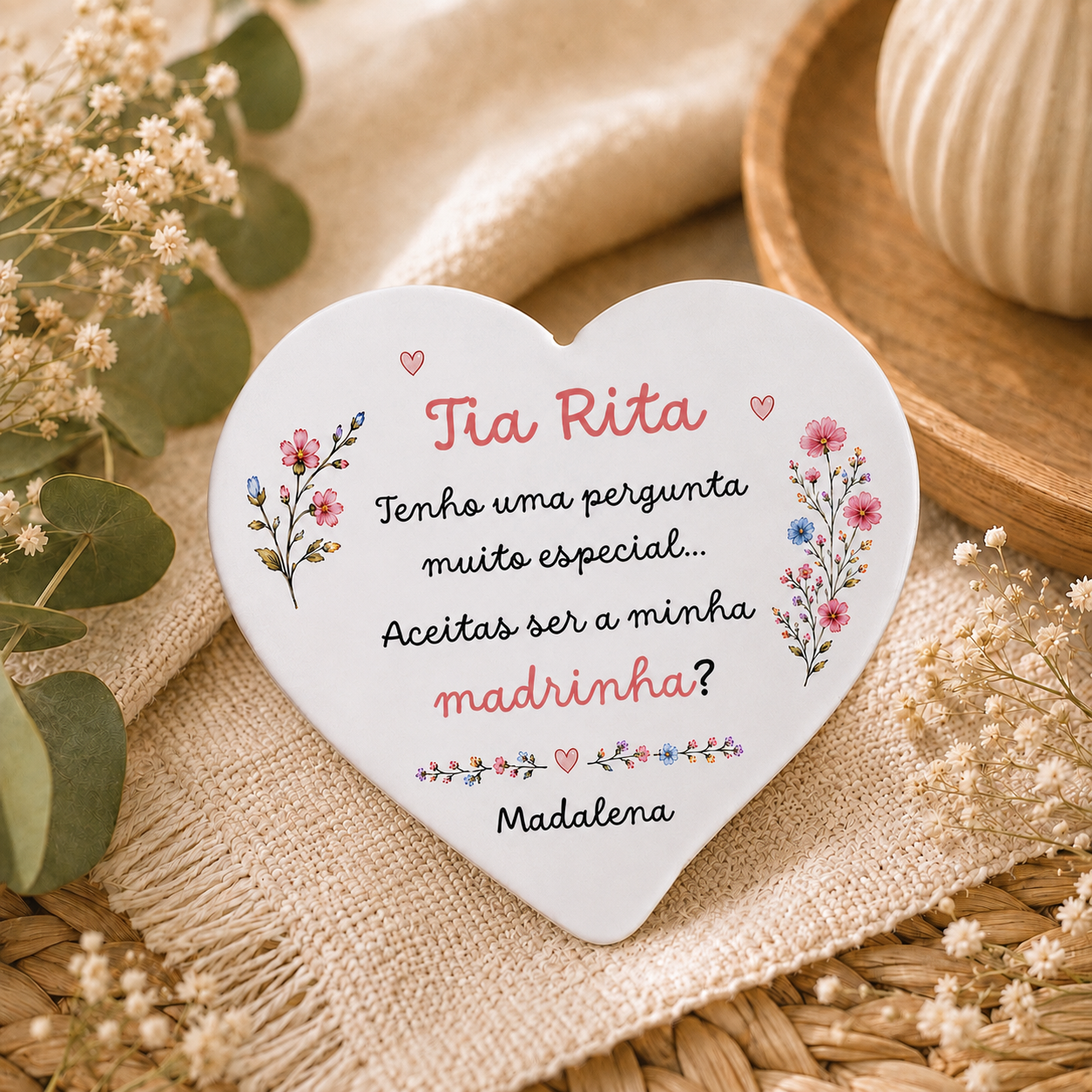 Íman com convite para madrinha 