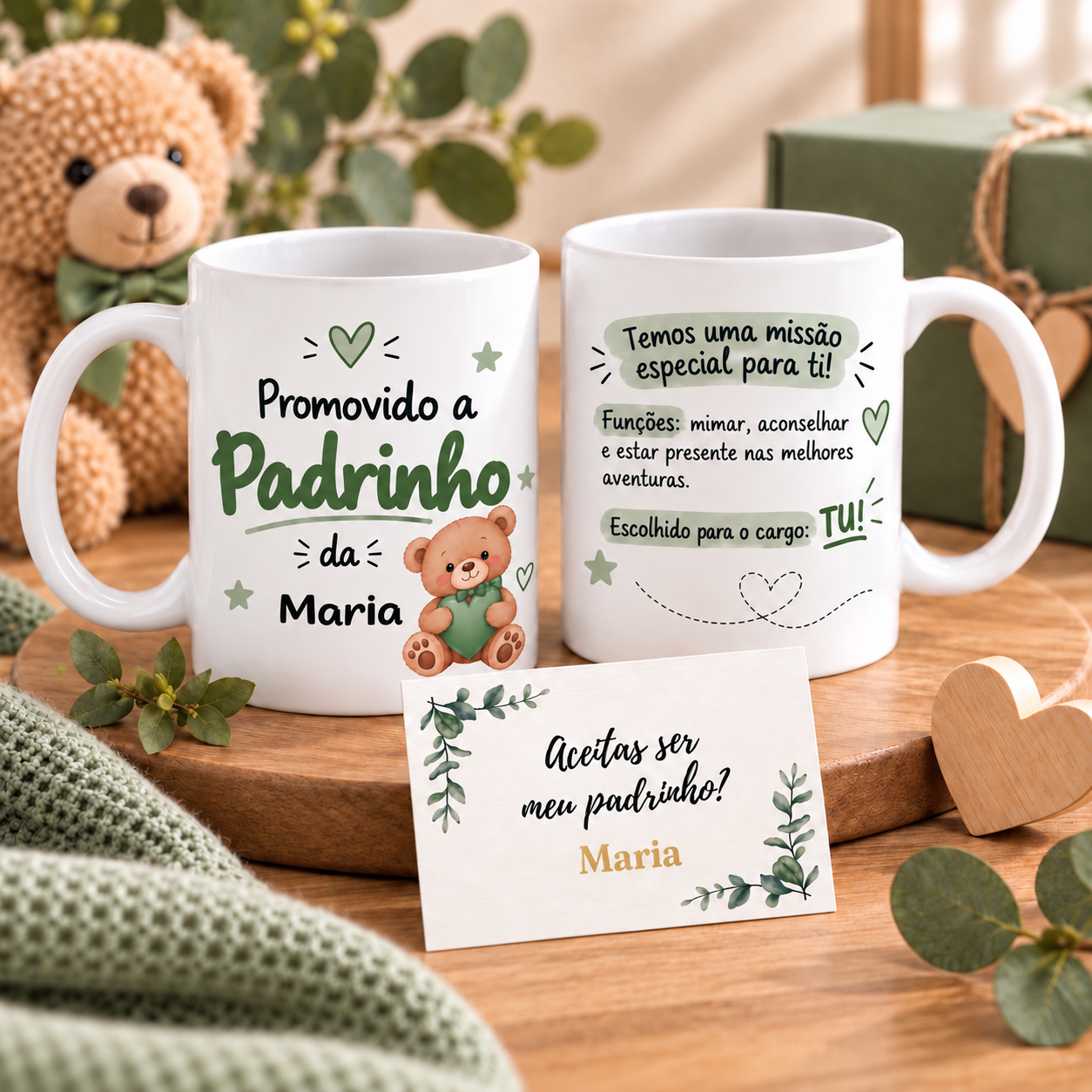 Presente personalizado com convite para padrinho 