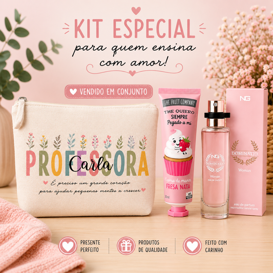 Kit Necessaire, creme de mãos e perfume Professora