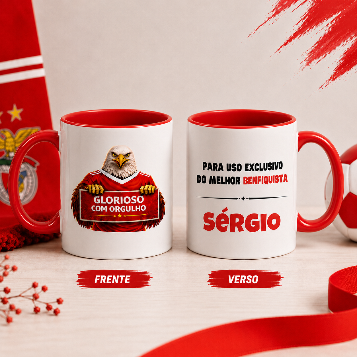Caneca personalizada com nome benfiquista 
