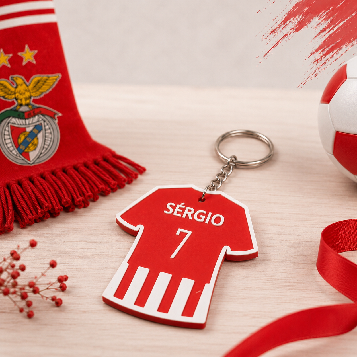 Porta chaves personalizado com nome para benfiquista 