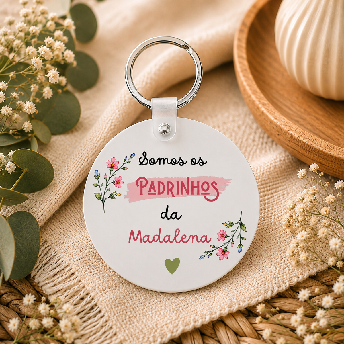 Porta chaves personalizado convite padrinhos 