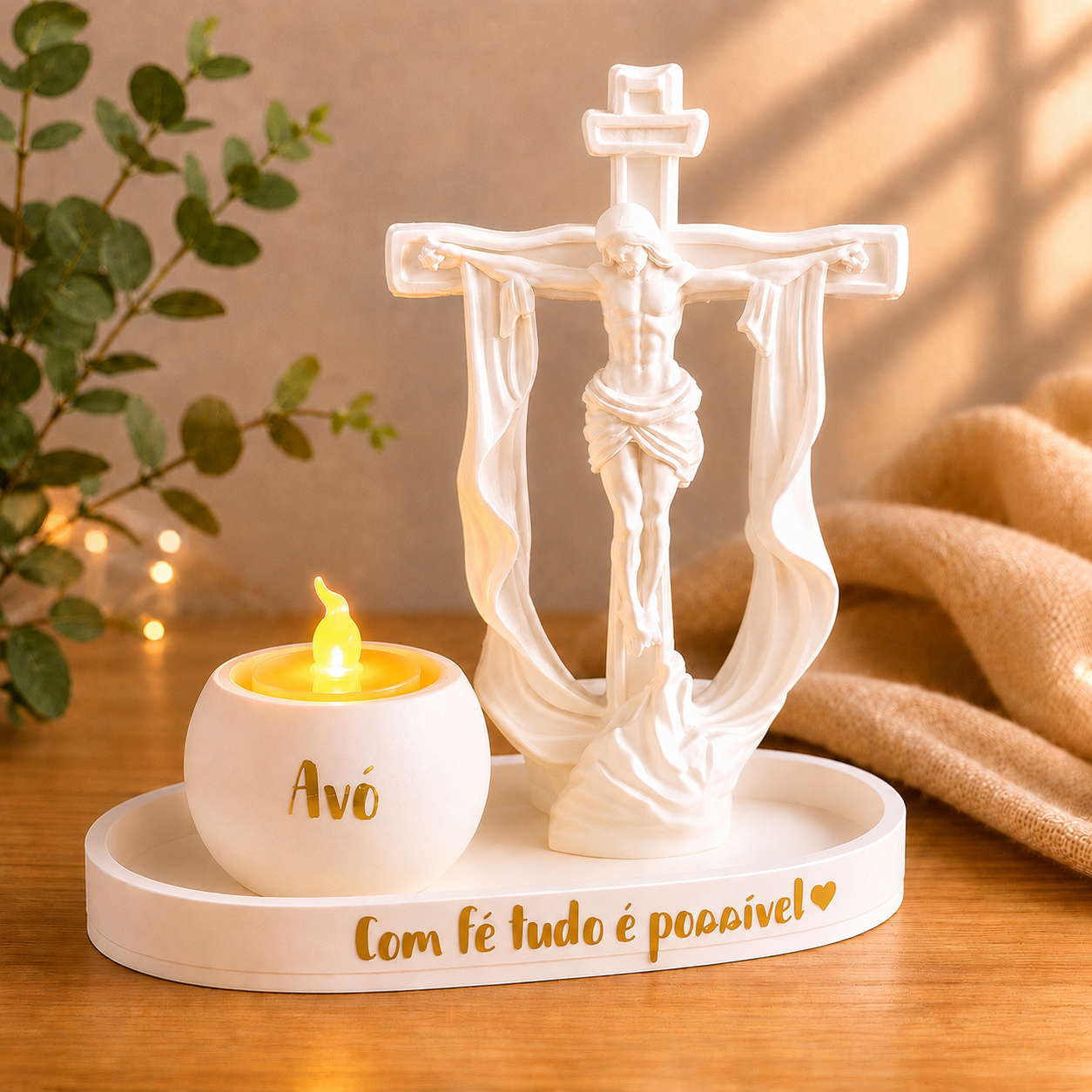 Cruz e Vela LED Personalizada