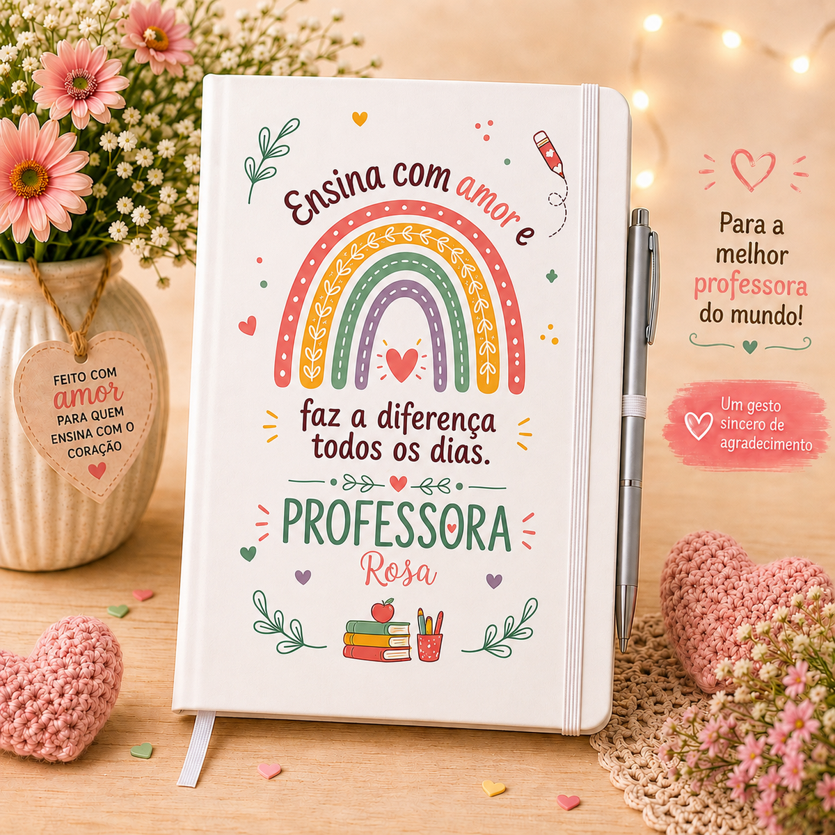 Caderno personalizado presente para professora 