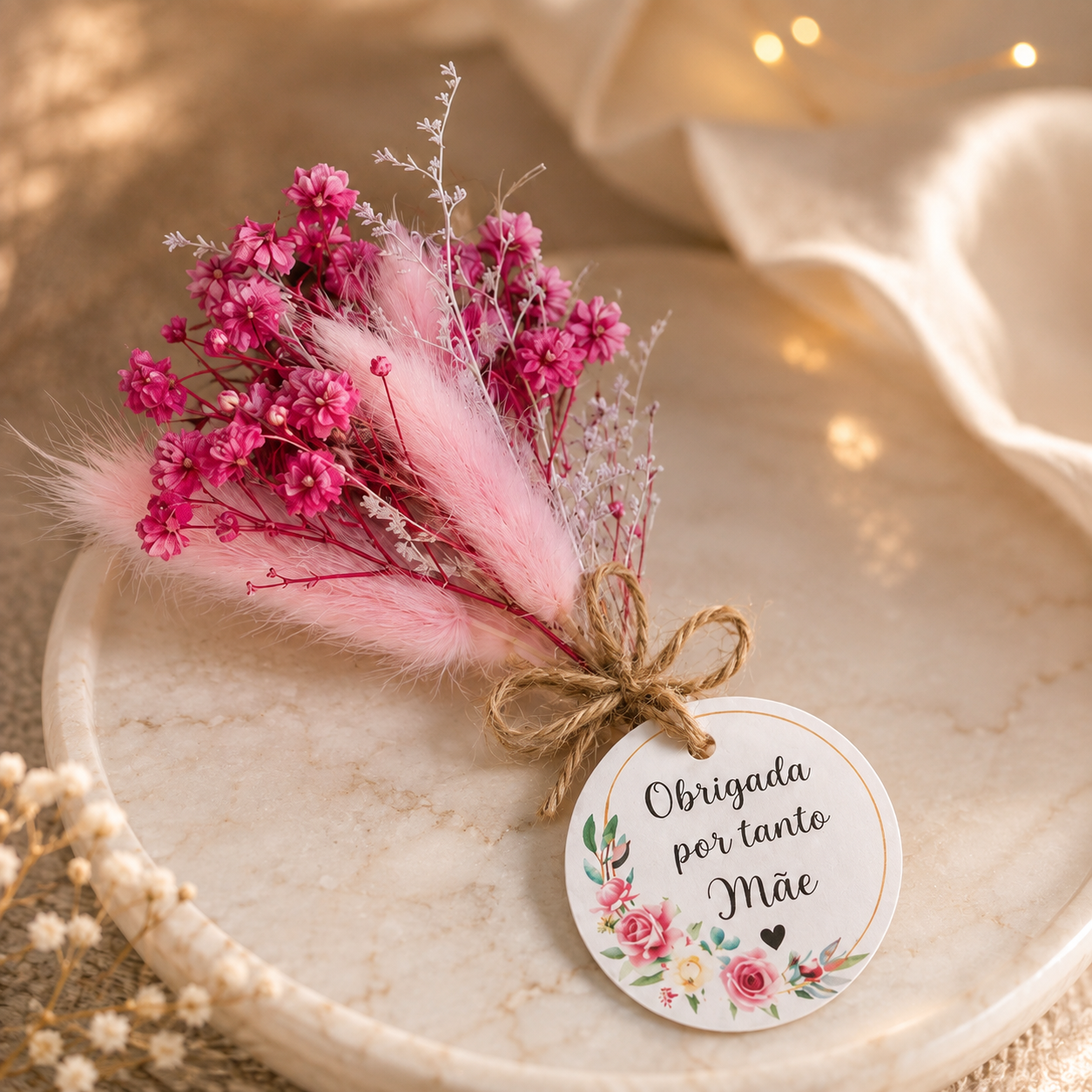 Ramo flores com cartão presente personalizado mãe
