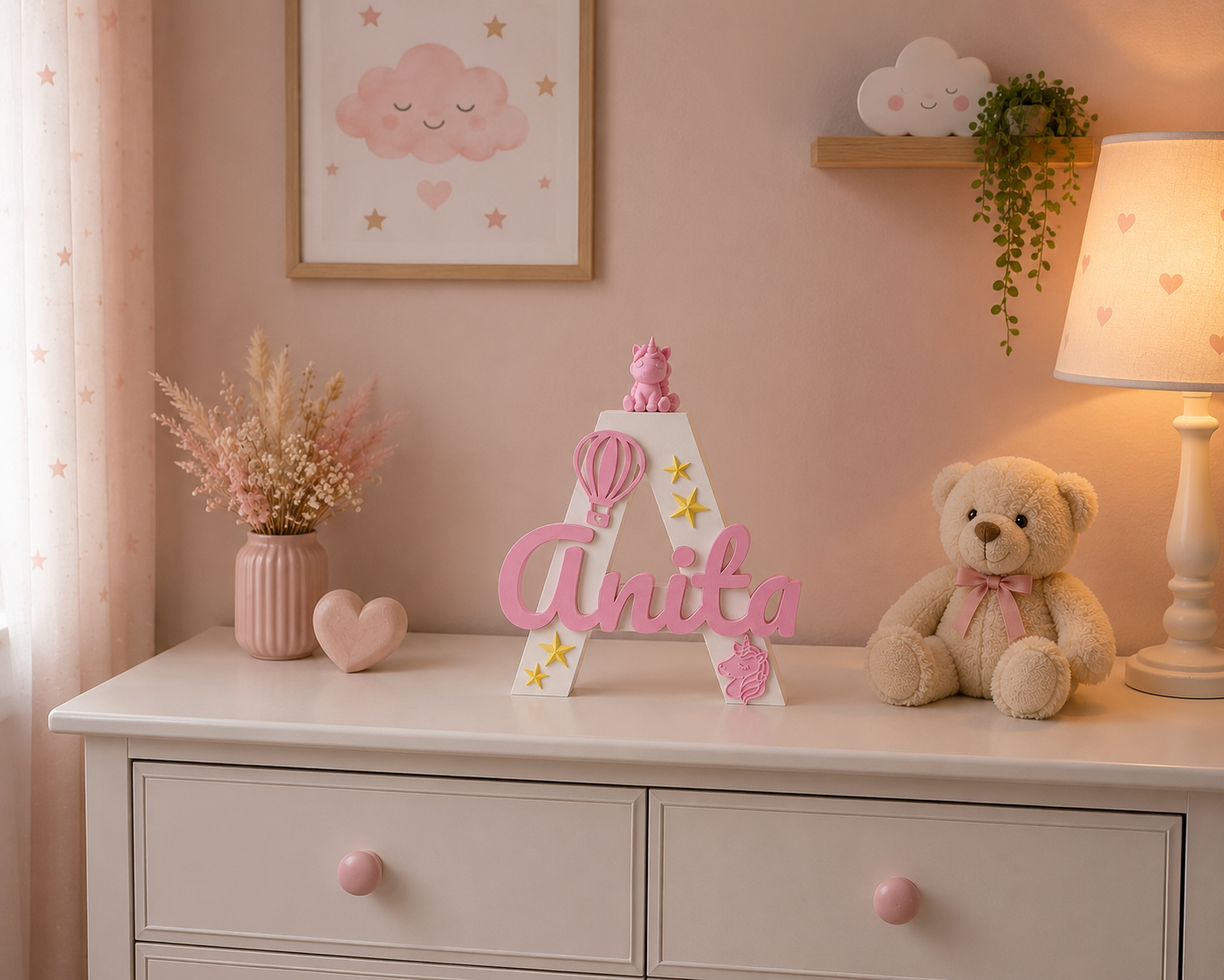 Nome de Menina Decorativo Personalizável com Unicórnios